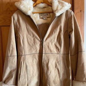 Cozy Tan suede jacket with faux fur!